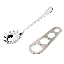 Spaghetti Server, [Rustproof, Integral Forming, Durable] Stainless Steel Pasta Fork with, Comfortable Grip Design Spaghetti Server for Kitchen, 9.6 Inches (B)