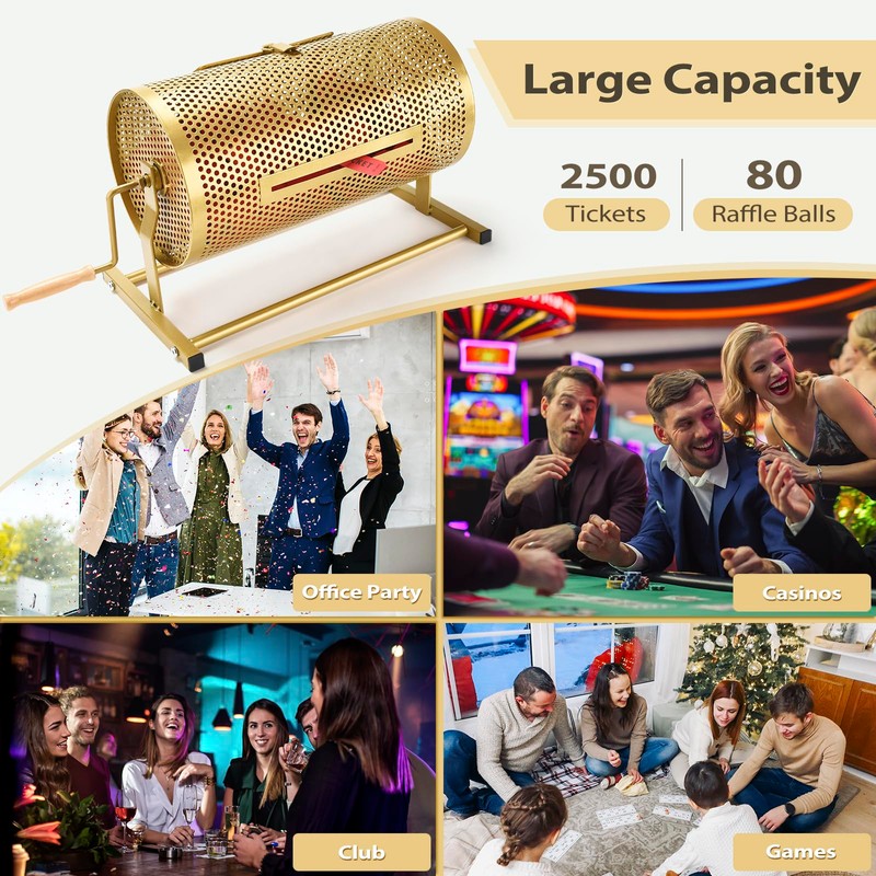 AugFir Raffle Drum, Heavy Duty Raffle Ticket Spinner Cage with