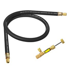 2025 Upgraded Evacuation Kit, 1/2" HVAC Vacuum Hose, 1/4" and 5/16" Valve Core Removal Tool, 3/8" to 3/8" Fittings High-Flow Refrigerant Hose, Faster HVAC Evacuation and Recovery, 6 Feet, Black