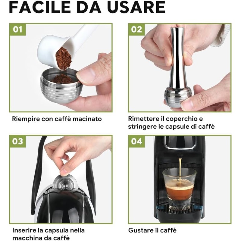 BENFUCHEN Reusable Stainless Steel Coffee Capsules for Bi aletti, Refillable