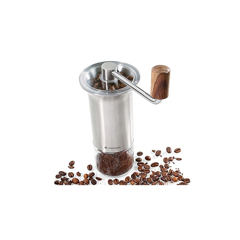 Zassenhaus Kaffeemühle Barista aus Glas und Edelstahl in der Farbe