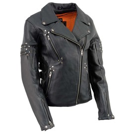 Milwaukee Leather Women's Classic Premium Leather Motorcycle MC Style Riding Jacket - X-Large