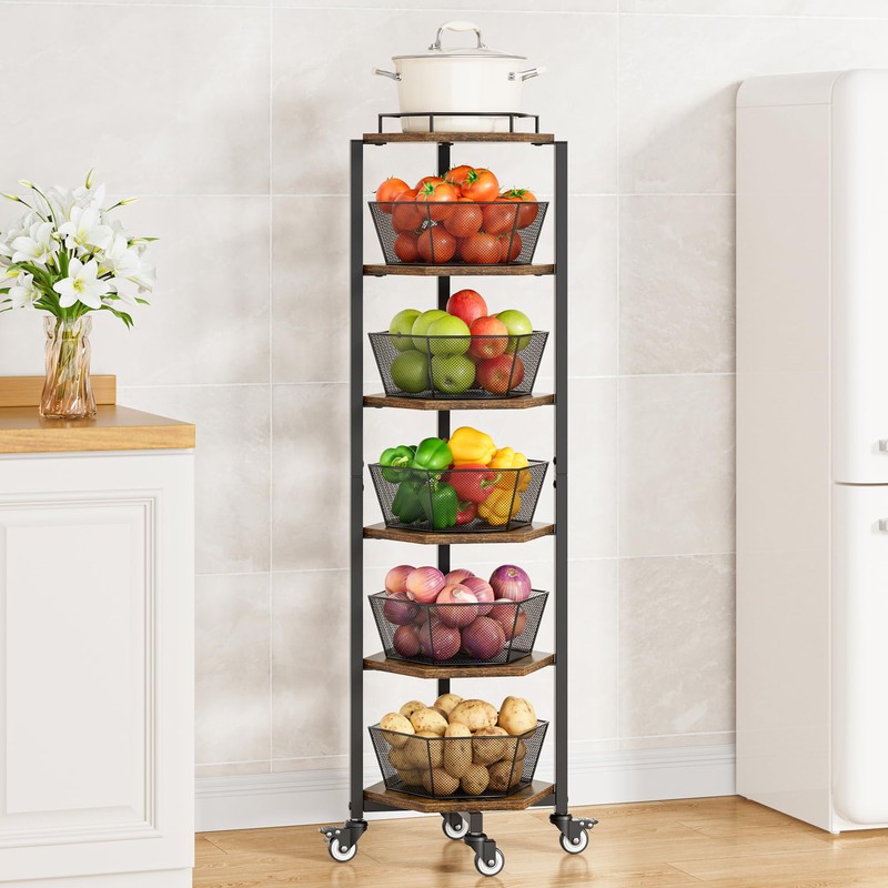 Fruit and Vegetable Storage Basket for Kitchen, 6 Tier Kitchen