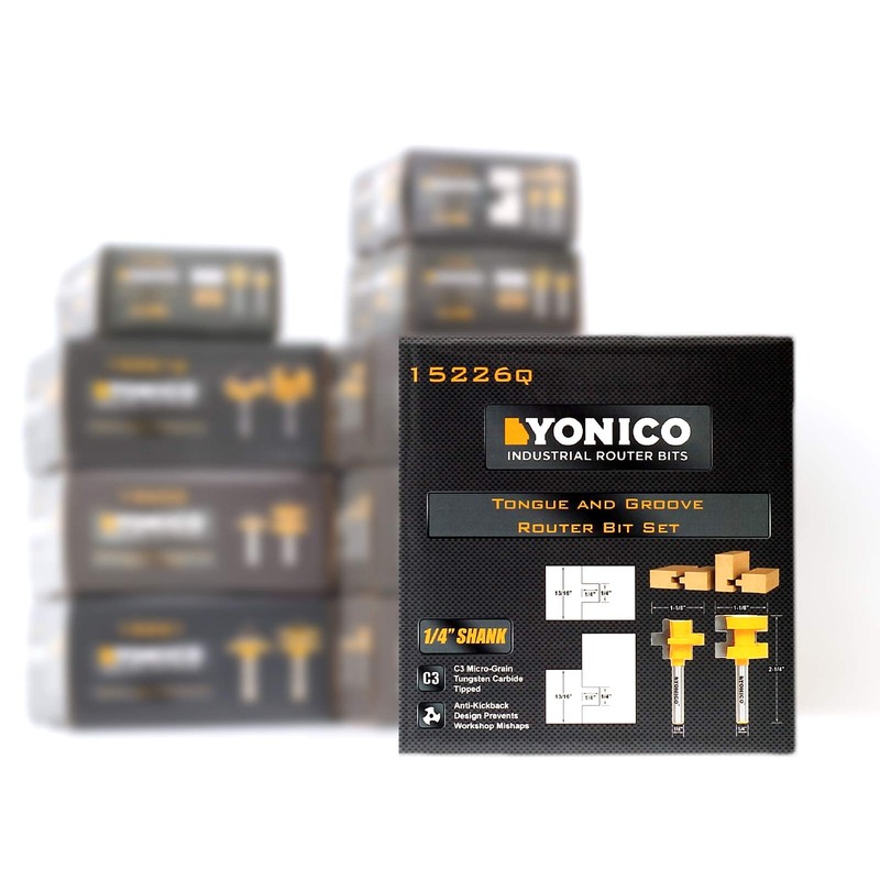 YONICO Router Bits Tongue & Groove Set 3/4-Inch 2 Bit