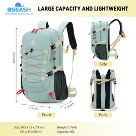 Bseash - Mochila impermeable de 40 l con cubierta de lluvia, bolsa de viaje deportiva al aire última intervensión para camping, escalada, esquí, ciclismo