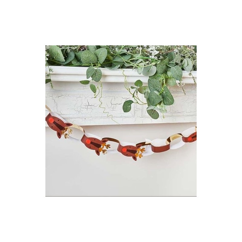 40 Christmas Reindeer Paper Chains, DIY Christmas Decorations, Childrens Paper