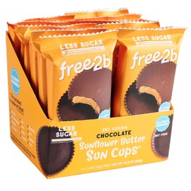 Free2b Sunflower Butter Sun Cups, Safe for School and Allergy Friendly - Gluten-Free, Dairy-Free, Nut-Free, and Soy-Free - Chocolate, 2-Cup Packages (Pack of 12)