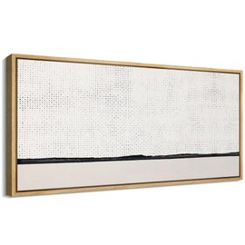 MUDECOR Extra Large Framed Canvas Print Wall Art Minimalist Dotted Horizon Line in Monochrome Antique Retro Fine Art Illustrations Decorative Colorful for Bedroom - 60"x30"