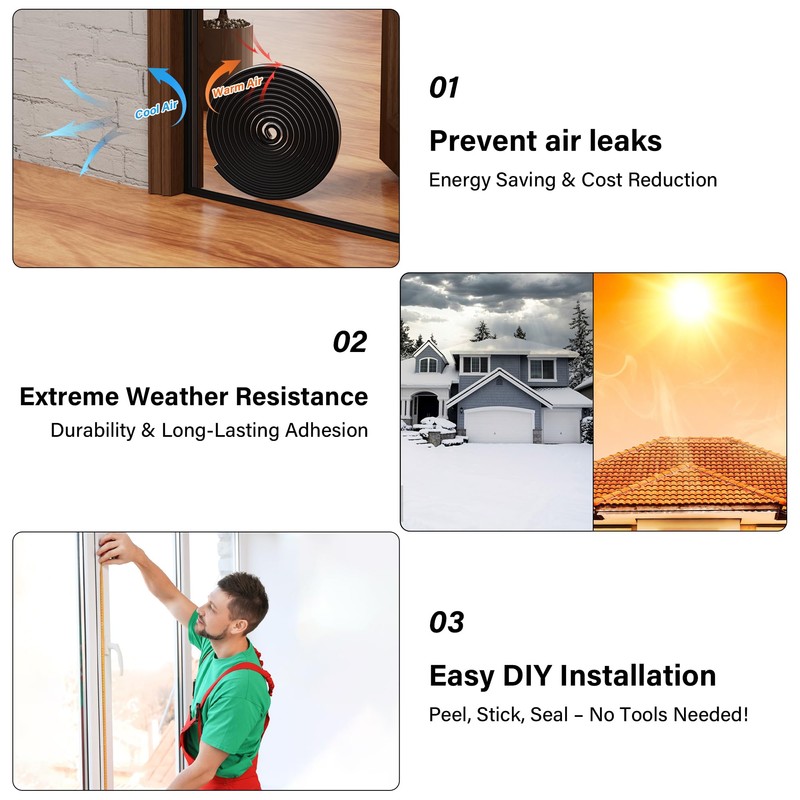 GCJUYA 196” Wedge-Shape Foam Window Weather Stripping Door Seal Strip