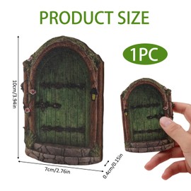 Kasoud Fairy Door, Wooden Fairy Doors for Garden, Fairy Door for Garden, Miniature Fairy Door, Wooden Fairy Doors for Garden, Outdoor Miniature Garden Elf Door for Garden Yard Trees Potted (Green)