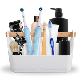 Top 3 Bathroom Storage Organiser Makeup Organiser – Space Saver 7 Compartment Organiser– For Bathroom, Kitchen, Office– 4.5 x 5.7 x 16cm – Non-Slip Portable Organiser
