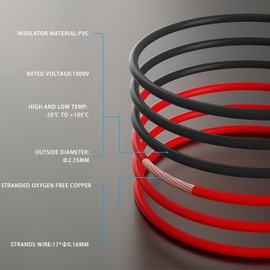 22 Gauge Flexible Electrical Wire 50FT Black and 50FT Red Extension Cable 22AWG Stranded Oxygen Free Copper Wire for Automotive Solar Panel led Lamps Strip Lighting Marine Boat Battery(22/2-50FT)