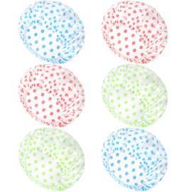 6 Packs Waterproof Shower Cap, Reusable Shower Hat Bath Caps with Elastic Band Hair Hat for Men Women Ladies Spa Salon, Coloful Dotted