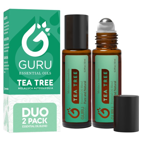 Tea Tree Essential Oil Roll On Duo (2 Pack) - Cleanses Skin, Hair & Nails - Therapeutic Grade Aromatherapy Roller