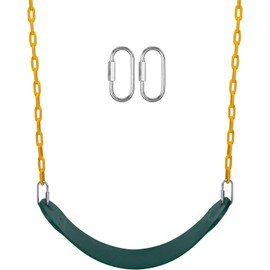REZNOR Flexible Swing Seat Set for Kids/Adults Outdoor Park Garden Tree Backyard with 60” Plastic Coated Chain, Weight Support Upto 150kg, Blue (Green/Yellow)