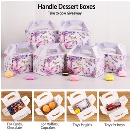 Giiffu Gable Treat Boxes Candy Boxes, Butterfly Floral Favor Boxes, Paper Gift Boxes for Bridal Shower Anniverary Birthday Party Wedding Favor 6.3 x 3.54 x 3.54 Inches(Purple Butterfly, 12-Pack)