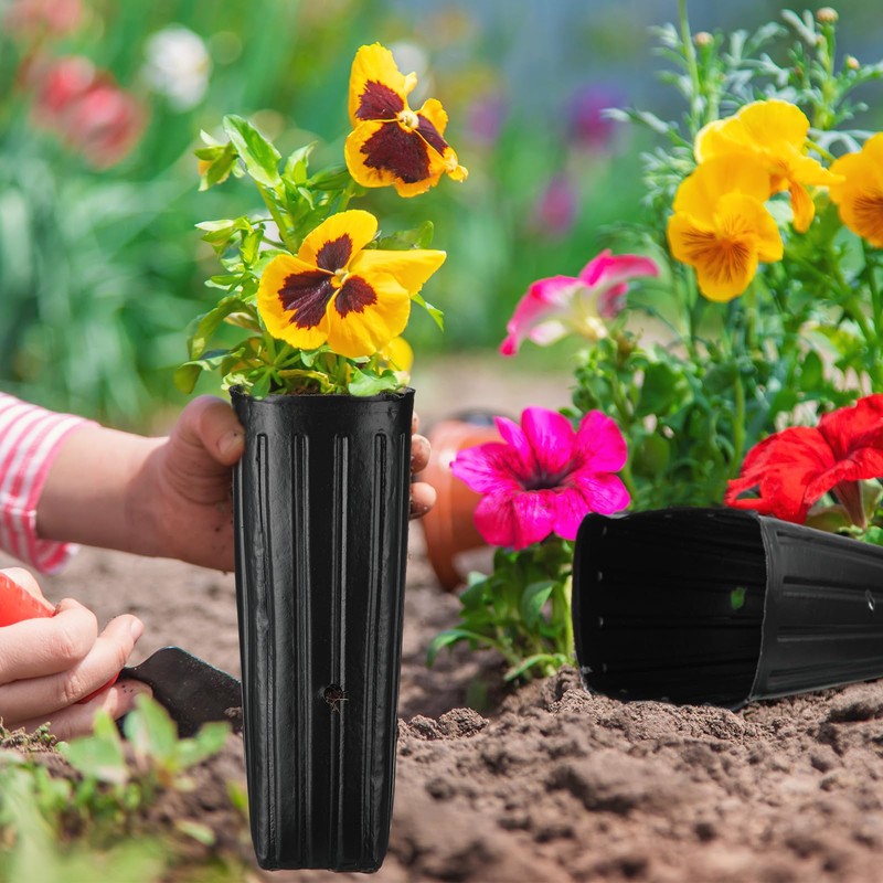 Hushee 200 Pcs Tall Tree Pot 12" Plastic Deep Plant