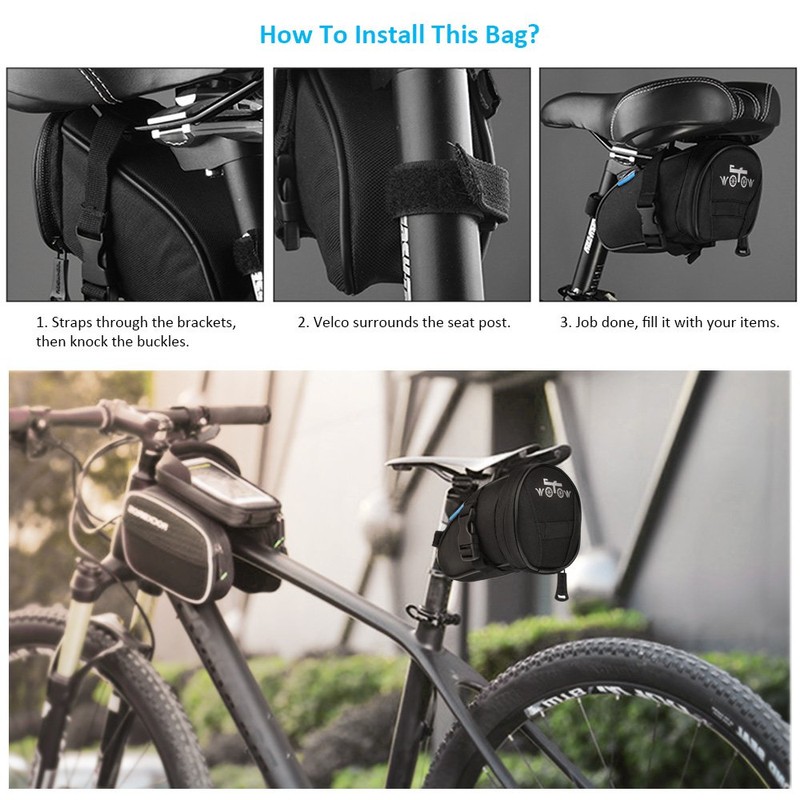 WOTOW Multi-Functional Bike Saddlebag，Bicycle Rear Seat Trunk Bag Under Seat