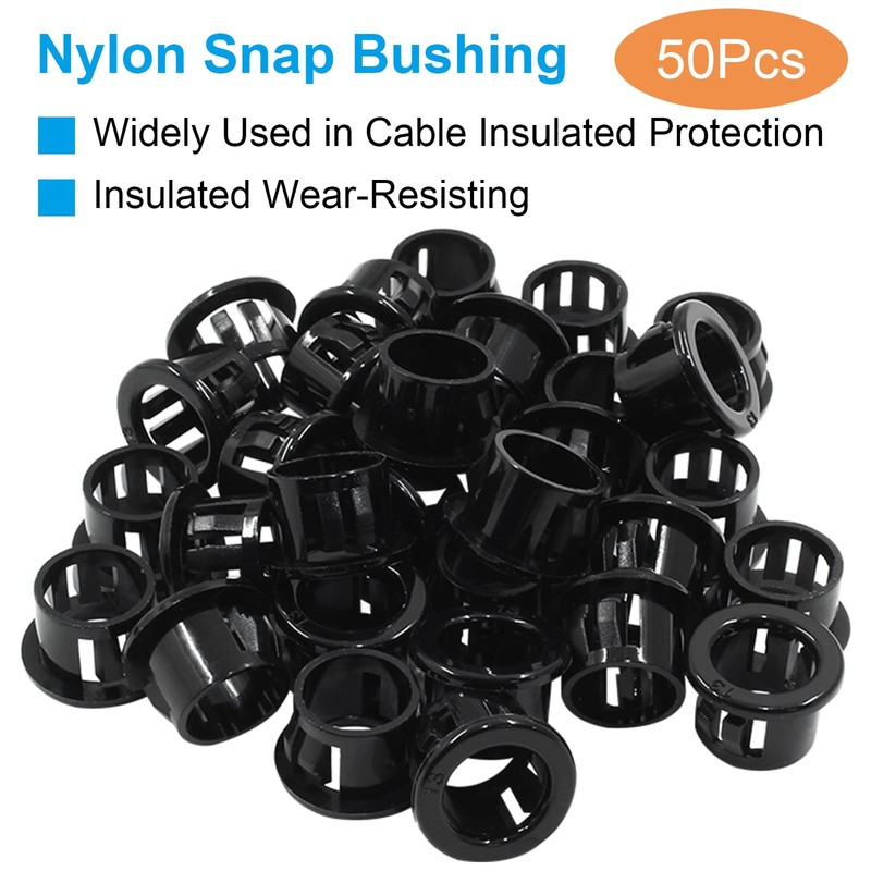 Zorveiio 50 Pcs Black Cable Snap Bushing,3/8" Snap Bushing Grommet