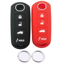 Silicone Rubber Key Fob Cover Compatible with 2009-2019 Mazda 3 6 CX-7 CX-9 CX-5 MX-5 Miata KR55WK49383 WAZX1T768SKE11A03 WAZSKE13D01（4 Buttons）