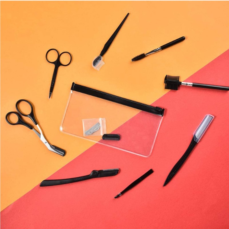 JIAMIAN 12pcs Eyebrow Trimming Kit Scissors Eyebrow Grooming Kit Professional