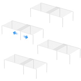 GEDLIRE Kitchen Cabinet Expandable Shelf Organizers Set of 4, Adjustable Metal Wire Pantry Storage Shelves, Plate Dish Organizer Rack for Cabinets, Cupboard, Counter, Freezer, Countertop, White