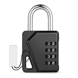 ZHEGE Locker Lock, 4 Digit Combination Padlock with DIY Name Tag for School, Work, Gym - Easy to Read & with Big White Number (Black, 1 Pack)