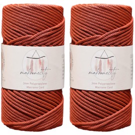 Makromecity, 3mm x 120m Polyester Macrame Cord 3mm Polypropylene Brick Macrame Crochet Macrame Bag Cord for Wall Hangings Bags Saucers Carpet 2 Balls