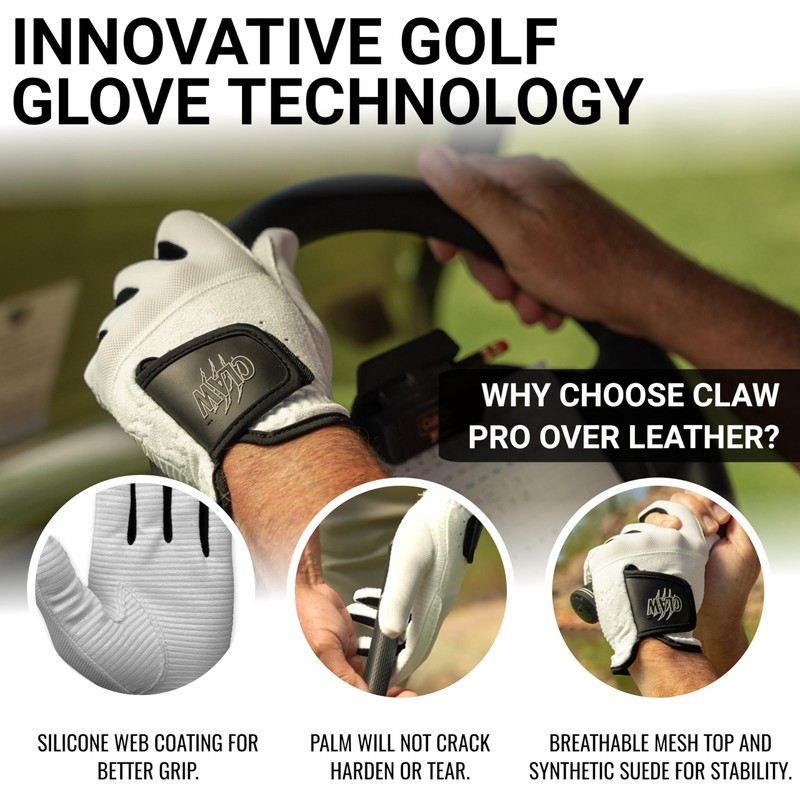 CaddyDaddy Claw Pro Men’s Golf Glove - Breathable, Long Lasting