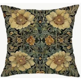 Rural William Morris Abstract Floral Design Throw Pillow Cover Home Decor  18x18”