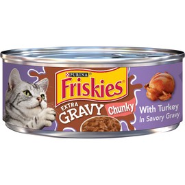 Purina Friskies Gravy Wet Cat Food, Extra Gravy Chunky With Turkey in Savory Gravy - (24) 5.5 oz. Cans