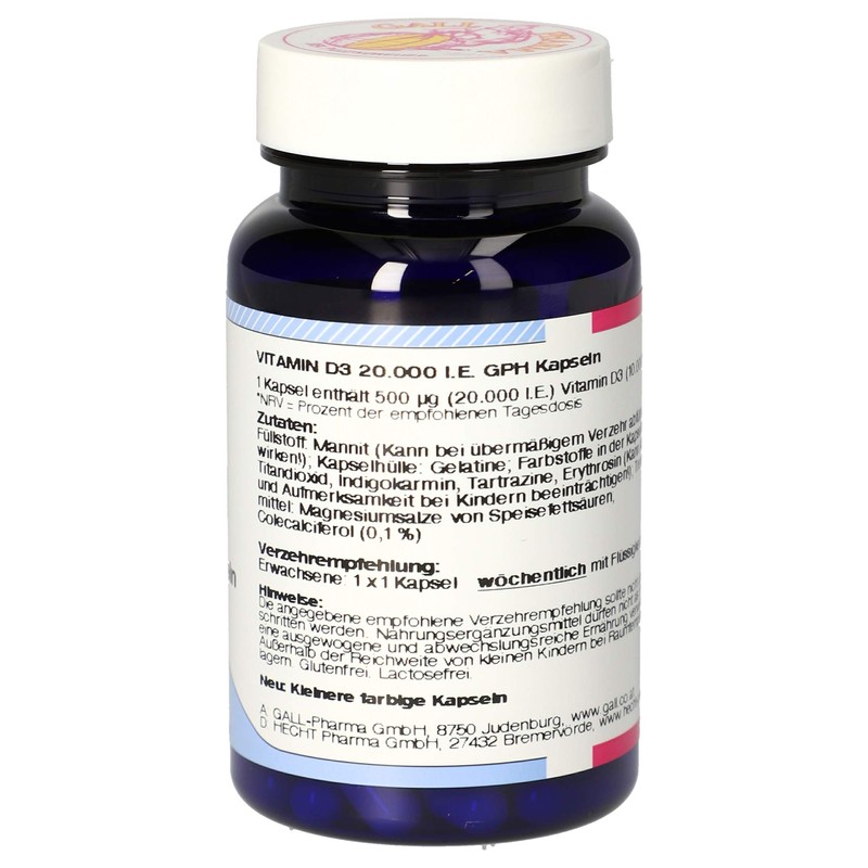 Gall Pharma Vitamin D3 20,000 IU GPH Capsules, 30 Capsules