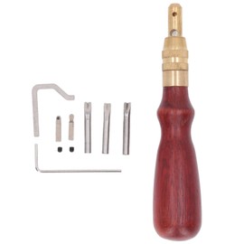 5 in 1 Leather Stitching Groover High Carbon Steel Incisive Blade Wooden Handle Leather Carving Cutting Edging Tools