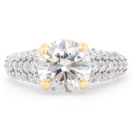 SAVEARTH DIAMONDS 2 1/2 cttw Center 8.5MM Round Cut Lab Created Moissanite Diamond Multi Row Engagement Ring For Women In 14K Yellow Gold Over Sterling Silver(G-H Color,VVS1 Clarity,2.50 Cttw)-9.5