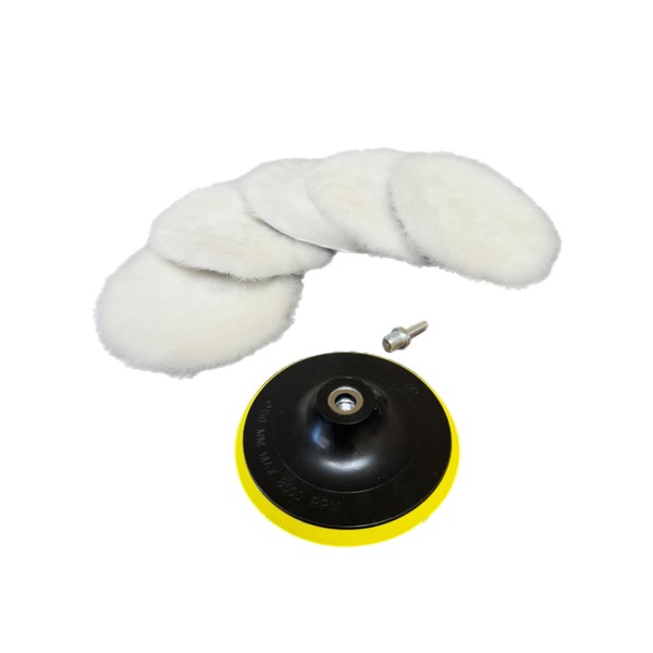 Lambswool Polishing Pads Sheepskin Buffing Pads, 7 Piece Set. Includes