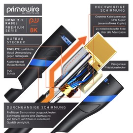 Primewire – HDMI Cabel 8k - 90° angled - 1m - 8 K @ 60 Hz with DSC - 7680 x 4320-3.3 Feet HDMI cable 2.0 2.1 – HDR - 4k HDMI cable – Ultra HD II - Dynamic HDR-10+ - VRR - Dolby Vision