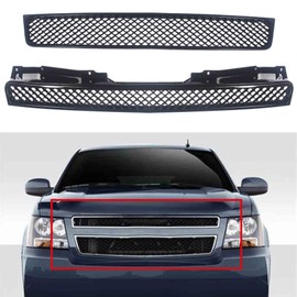 munirater Front Hood Bumper Automotive Grille Black Mesh Replacement for 2007-2014 Tahoe Avalanche Suburban GM1200596 GM1200563 GM1200590