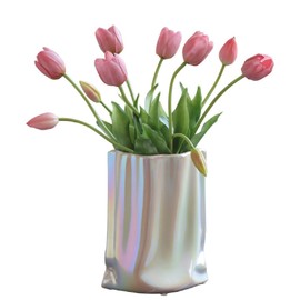 WEISPARK Artificial Tulips Flowers, 15pcs Real Touch Soft Latex Bouquet Fake Tulips for Home Office Kitchen Garden Wedding Party Decoration (Light Purple)