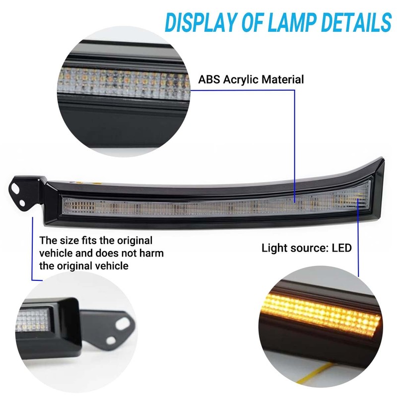 2pcs Switchback White/Amber LED DRL Front Side Marker Headlight Amber