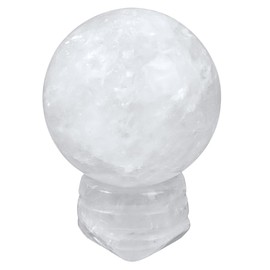 Nupuyai Natural 40 mm Rock Crystal Ball with Ball Stand, Witch Gemstone Fortune Telling Ball, Reiki Crystal Healing Stone Meditation Feng Shui Wicca Decoration