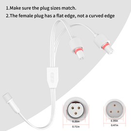Y-Splitter for Govee Permanent Outdoor Lights, 3-pin Y-Shaped Extension Cable (1 Male to 2 Female) Compatible with Dots String Light Models H705A, H705B, H705C, H706A, H705B, H705C