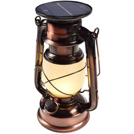 ChiliTec Campinglampe Solar 23,5cm Dimmbar Retro Optik Solarlampe tauschbarer Akku aufladen Solarpanel Beleuchtung für Camping Zelten Tischleuchte Licht Warmweiß