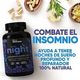 Deep Night  Sueño Reparador, Profundo y de Calidad  Ingredientes Triptófano, GABA, Manzanilla, Azahar, Toronjil.  Suplemento natural con 90 Cápsulas