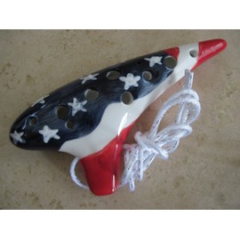 Utopia the Stars and Strips patriotic ceramic Ocarina Soprano C - Easy to play Good for beginners