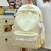 Polka Dot Backpack, Y2K Lace Aesthetic Canvas Daypack with Bow
