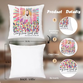 Nipil Abstract Jesus Christian Pillow Covers 18x18, Christian Room Home Decor, Every Knee Shall Bow Philippians 2:10-13 Bible Verse Religious Decorative Throw Pillow Covers