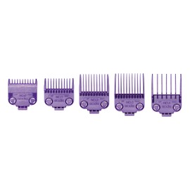 Andis 01410 Professional Master Clipper Guards - Dual Magnet Comb Set – Small, fits for MBA, MC-2, ML, PM- & PM-4, Waterproof – Purple, Set of 5