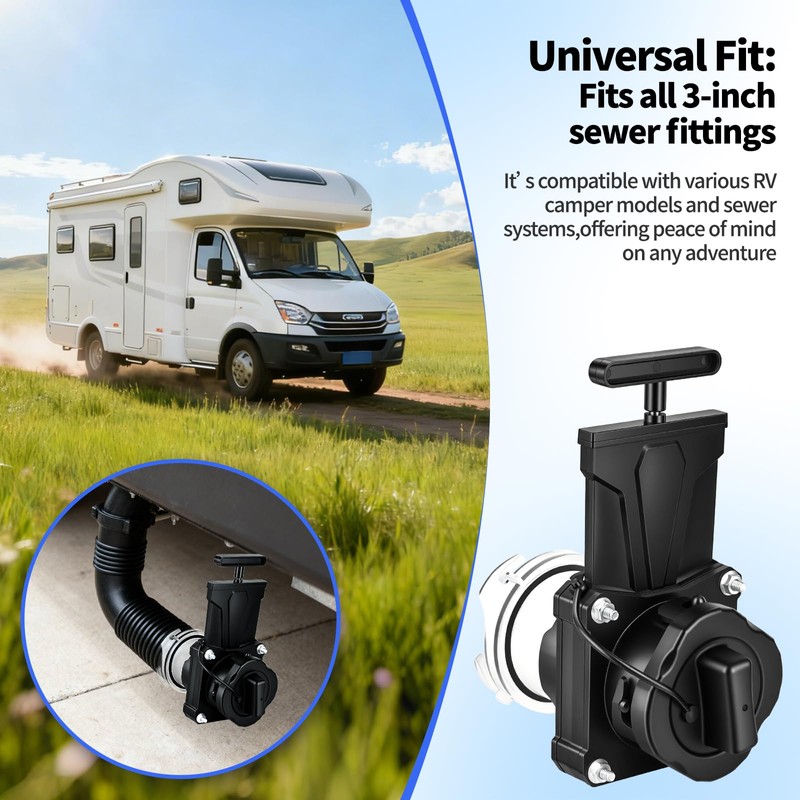 3 Inch RV Sewer Gate Valve, Leakproof & Durable Waste