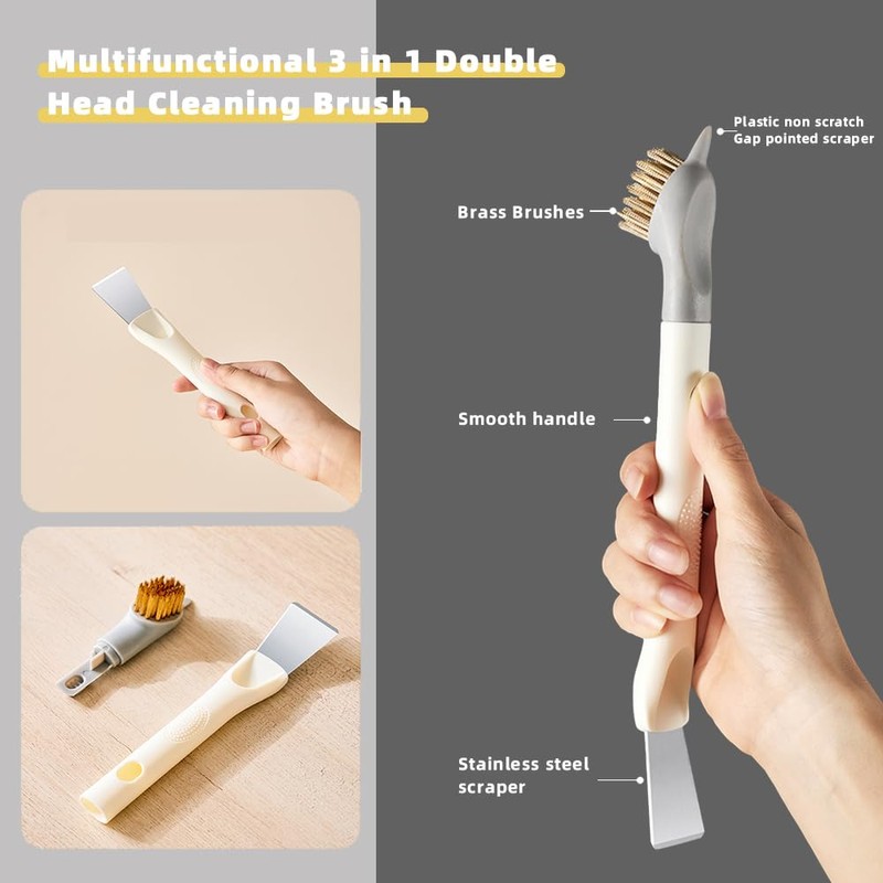 OKEMISS Multifunctional 3 in 1 Double Head Cleaning Brush Scraper