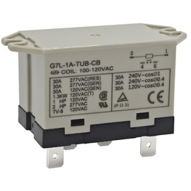G7L-1A-TUB-CB-AC100/120 General Purpose Relay, 30A 250V SPST-NO, UL Class B Insulation, QuickConnect Terminal